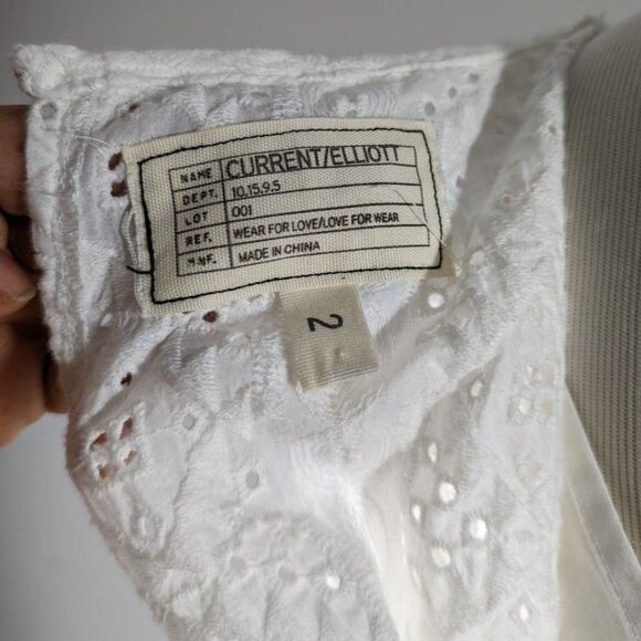Current/Elliot Womens White the Eyelet T-Shirt Short Sleeve Dress Sz M (6/8) - Picture 6 of 8